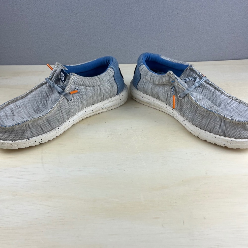 Hey Dude Wally Youth Jersey Grey Blue Slip On Loafers Shoes Y4 L5 40222-025 - Picture 5 of 8